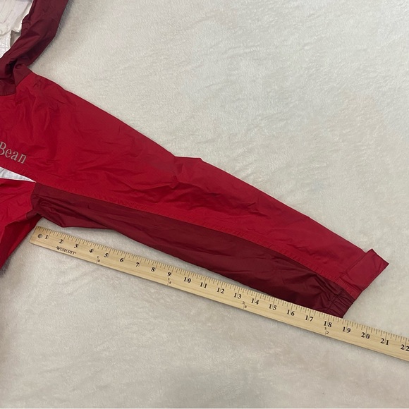 LL Bean Rain Jacket Youth Size Medium 10/12 Red Reflective Hooded Coat Nylon - Picture 16 of 16